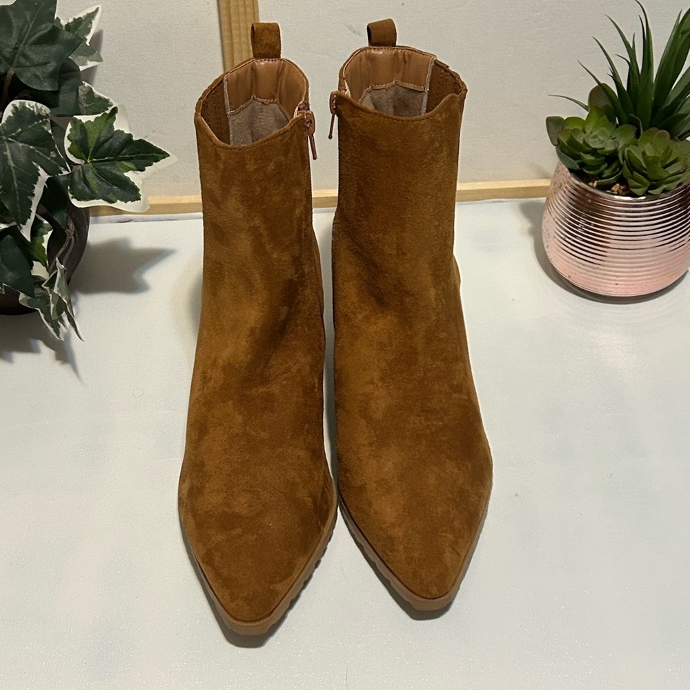 Maurices Tan Suede Ankle Booties